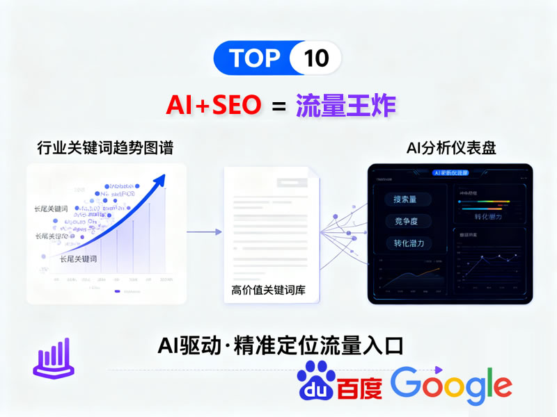 AI SEO服務(wù)展示，人工智能輔助SEO優(yōu)化的界面示意圖